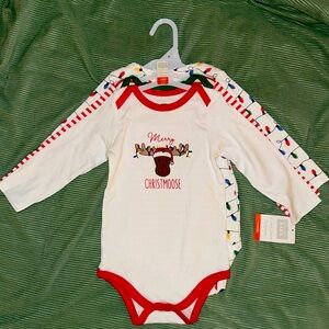 🆕 Hudson Baby Christmas  Long Sleeve Bodysuits 3-Pack 18 months